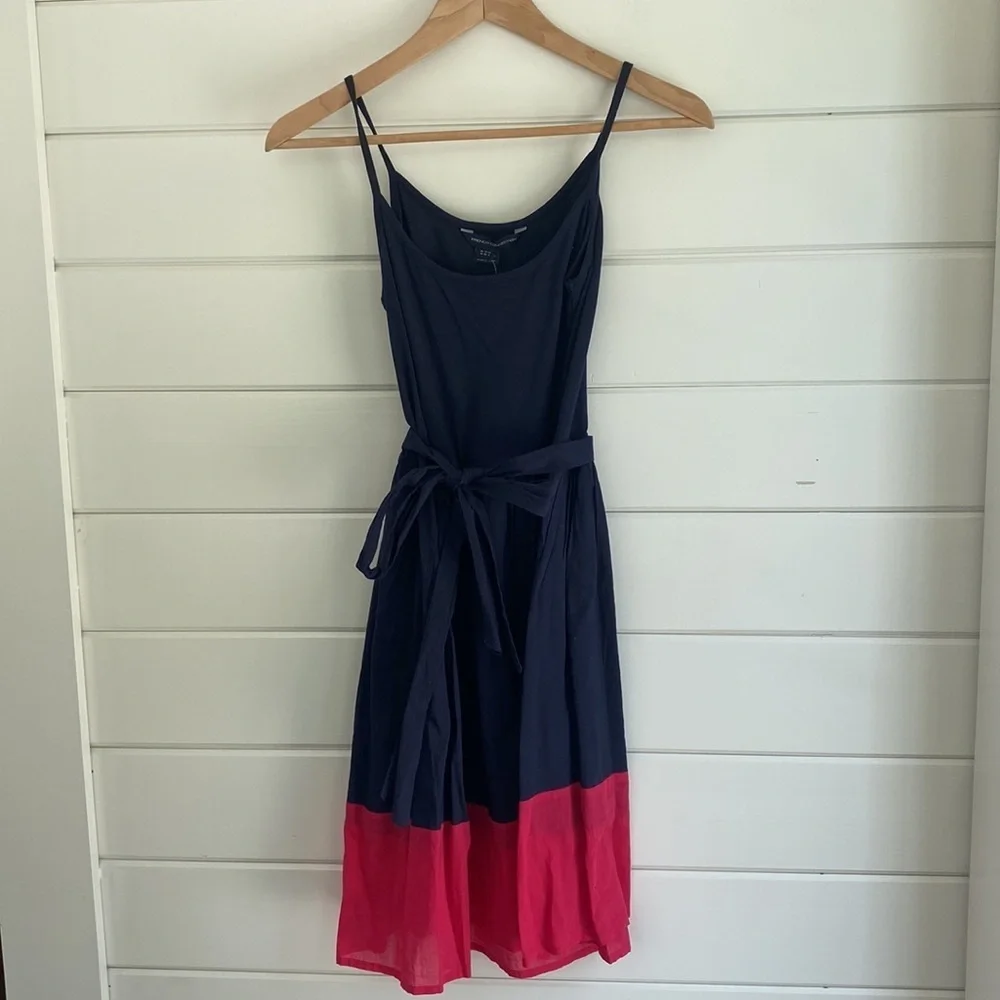 NWT French Connection | Navy Blue Dress with Pink Detailing - Picture 2 of 7